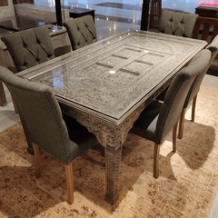 Antique Indian Hand Carved  Solid Wood Dining Table 02