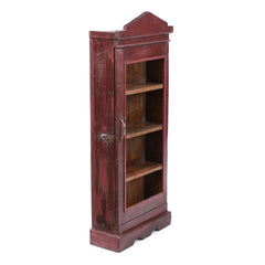 Antique Indian Hand Carved Glass Door Solid Wood Cabinet D19