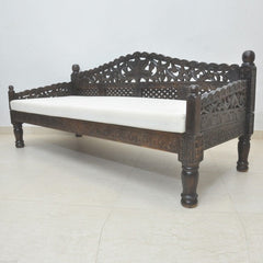 Mughal Garden Hand Carved Balinese Daybed Chocolate XL