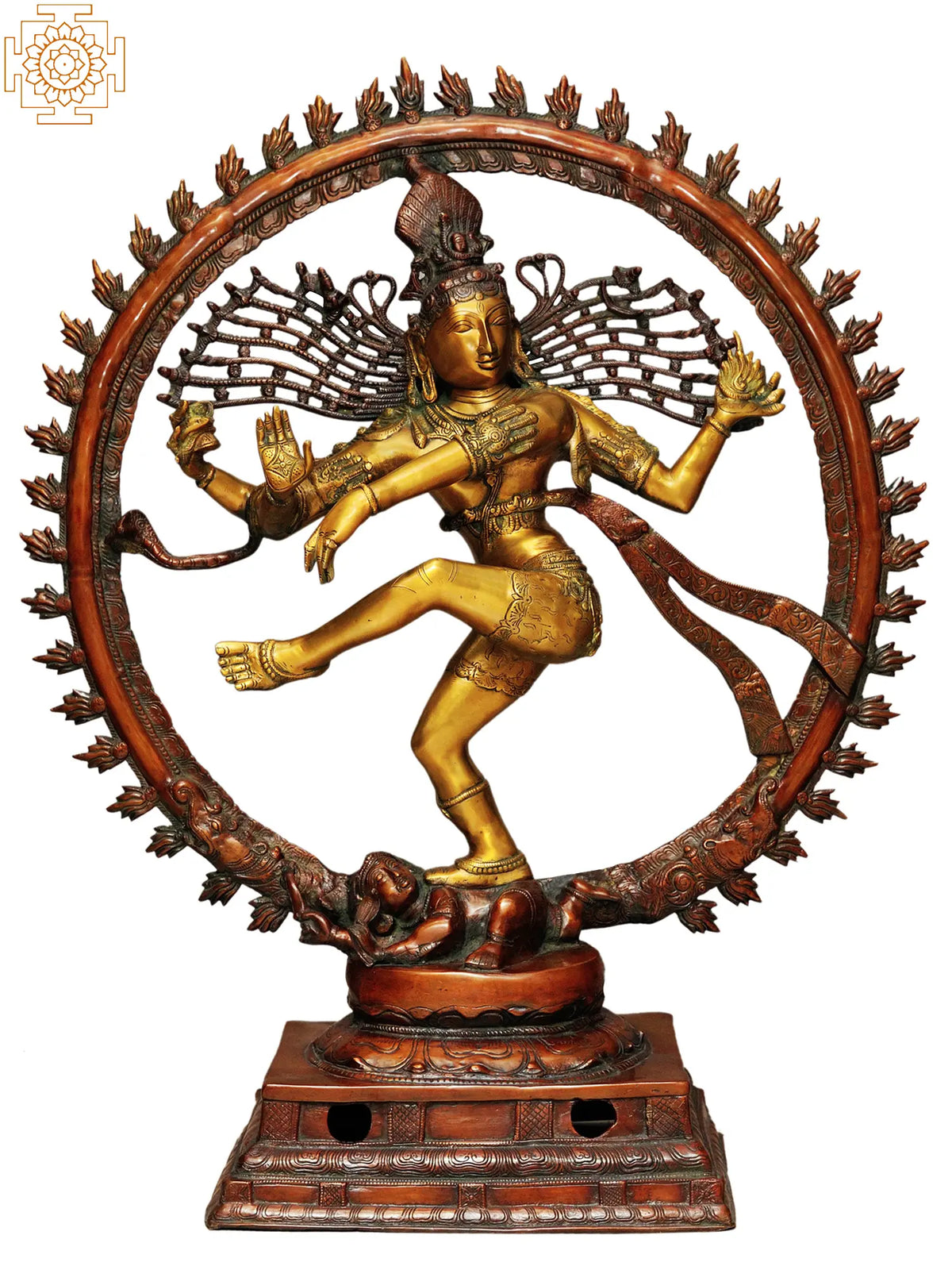 Indian Lord Nataraja Golden and Brown Hues Brass Statue