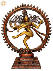 Indian Lord Nataraja Golden and Brown Hues Brass Statue