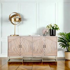 Kraft Bazaar Indian Mango Wood Hand Carved Sideboard