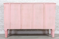Antique Indian Jali Hand Carved Solid Wooden Sideboard Pink 148x45x100cm A0240
