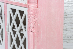 Antique Indian Jali Hand Carved Solid Wooden Sideboard Pink 148x45x100cm A0240