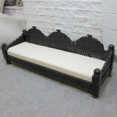 Mughal Garden Hand Carved Indian Daybed Chocolate Low