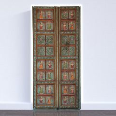 Mughal Hand Painted Reclaimed Wood Door Panel 05