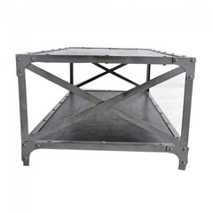 Angle Industrial French Style Metal Coffee Table Chocolate 120x60cm