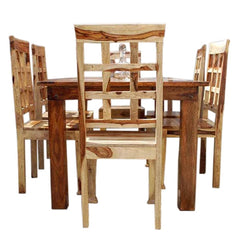 Contemporary 7pc Waffle-Back Dining Room Table Set Honey Brown