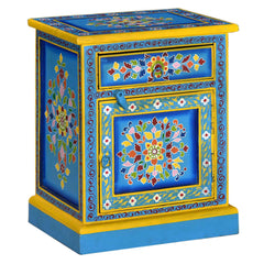 Mughal Hand Painted Wooden Bedside Table Multicolour 15