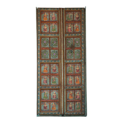 Mughal Hand Painted Reclaimed Wood Door Panel 05