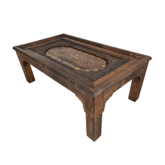 Indian Antique Brass Work Solid Wood Coffee Table C42