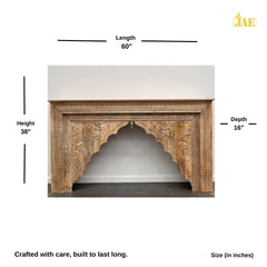 Mehrab Wooden Carved Entryway Console Table Natural Brown