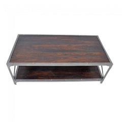 Angle Industrial French Style Metal Coffee Table Chocolate 120x60cm