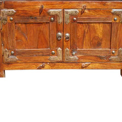 Cromer Indian Solid Wood TV Entertainment Center Brown