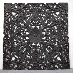 Dynasty Carved Wooden Wall Panel Bed Head Board Bedhead Chocolate