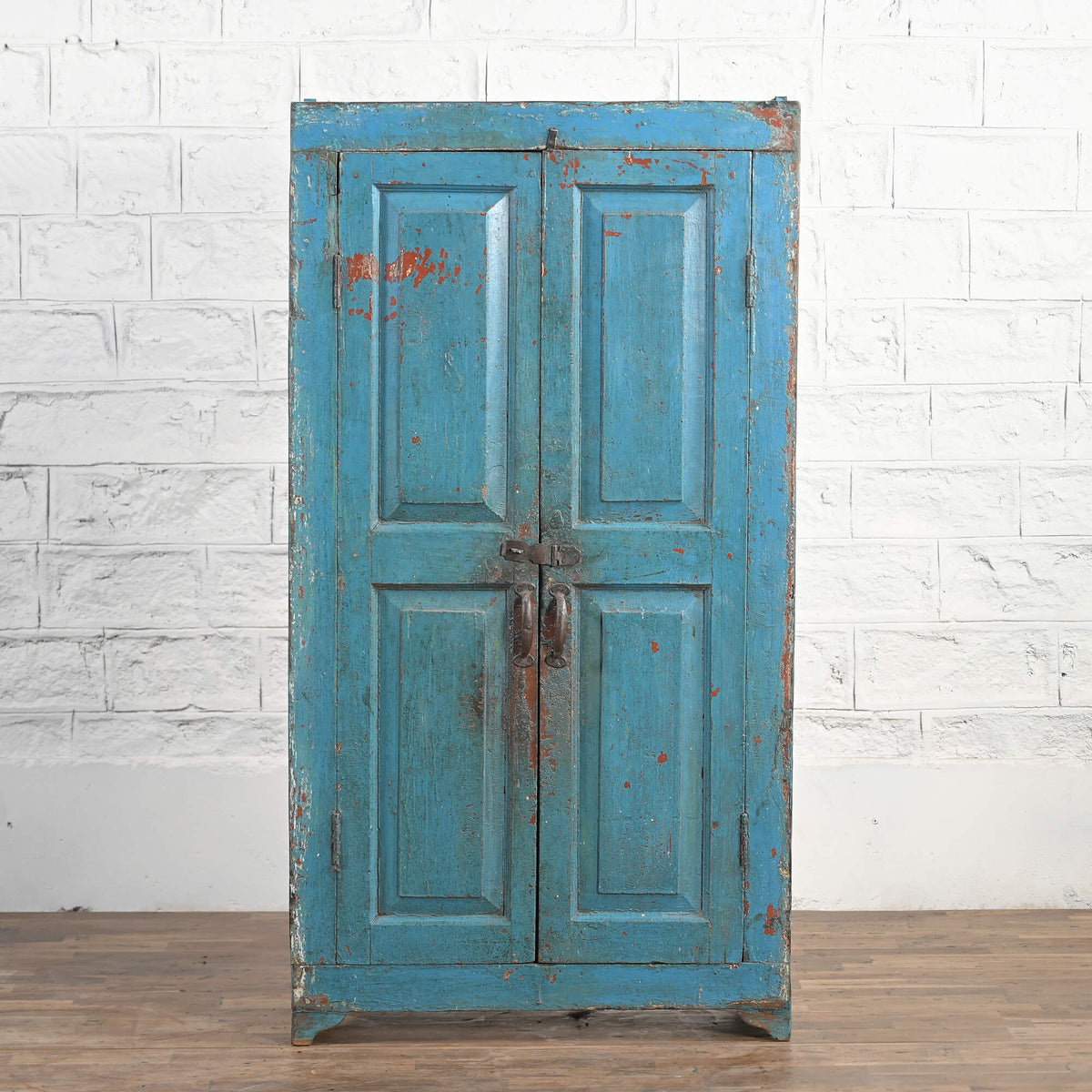 Vintage Reclaimed Wood Rustic Cupboard Cabinet Blue