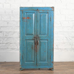 Vintage Reclaimed Wood Rustic Cupboard Cabinet Blue