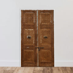 Indian Vintage Antique Hand Carved Reclaimed Teak Wood Door On Stand 83