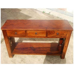 Solid Wood Oklahoma Farmhouse Console Table w 3 Storage Drawers