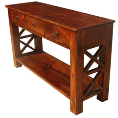 Solid Wood Oklahoma Farmhouse Console Table w 3 Storage Drawers