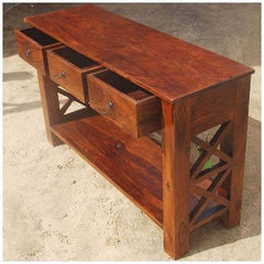 Solid Wood Oklahoma Farmhouse Console Table w 3 Storage Drawers