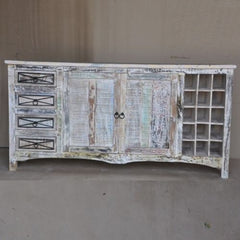 RUSTICA Reclaimed boat wood Sideboard Wine rack Whitewash