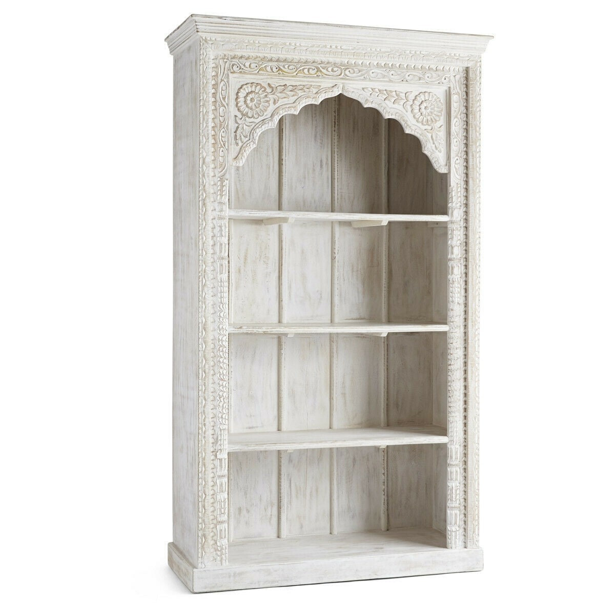 Mehrab Indian Carved bookshelf Arch Window Antique style Jharokha book display shelf B03  -  