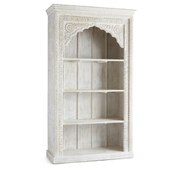 Mehrab Indian Carved bookshelf Arch Window Antique style Jharokha book display shelf B03  -  