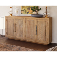 Indian Hand Carved 4 Door Solid Wood Sideboard