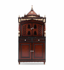 Large Sized Handmade Solid Wood Home Temple In Brown