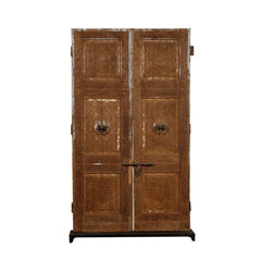 Indian Vintage Antique Hand Carved Reclaimed Teak Wood Door On Stand 83