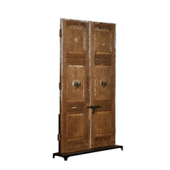 Indian Vintage Antique Hand Carved Reclaimed Teak Wood Door On Stand 83