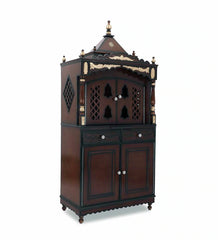 Large Sized Handmade Solid Wood Home Temple In Brown