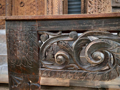 Antique Indian Hand Carved Solid Wood Console Hall Table