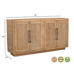Indian Hand Carved 4 Door Solid Wood Sideboard