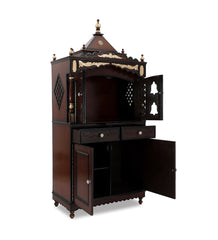 Large Sized Handmade Solid Wood Home Temple In Brown