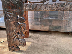 Antique Indian Hand Carved Solid Wood Console Hall Table