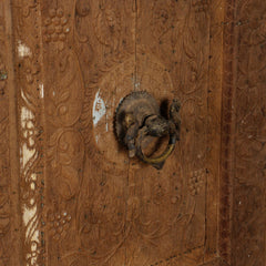 Indian Vintage Antique Hand Carved Reclaimed Teak Wood Door On Stand 83