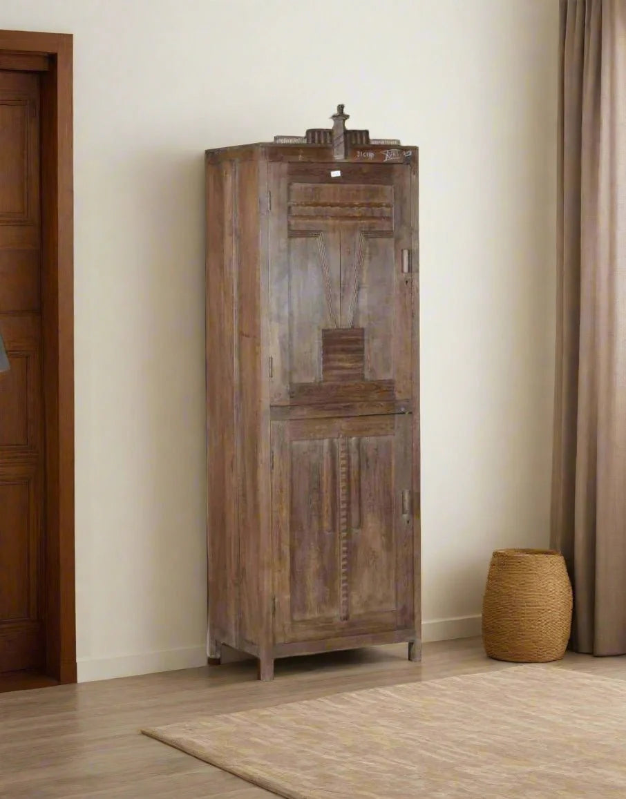 Indian Hand Carved Solid Wooden Cupboard Wardrobe D69
