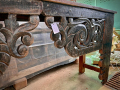 Antique Indian Hand Carved Solid Wood Console Hall Table