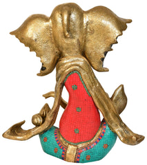 Indian Lord Ganesha Handmade Brass Statue With Inlay Work
