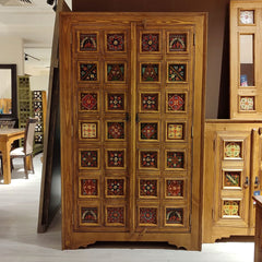 Avani Indian Hand Painted Solid Wooden Cupboard Wardrobe D27