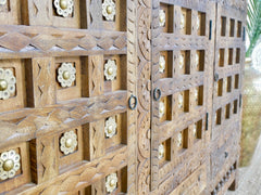 Brass Work Hand Carved Solid Wooden Sideboard Buffet 150x100x40cm BW0163  -  