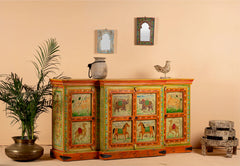 Pandora Indian Hand Painted Solid Wood Sideboard