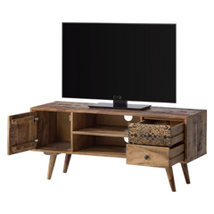 The Attic Mans Solid Wood TV Unit Cabinet Honey