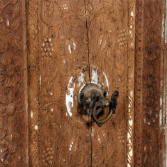 Indian Vintage Antique Hand Carved Reclaimed Teak Wood Door On Stand 83