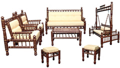 Heritage Indian Hand Carved Painted Swing & Sofa Set 7 pcs