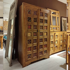 Avani Indian Hand Painted Solid Wooden Cupboard Wardrobe D27