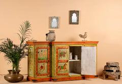 Pandora Indian Hand Painted Solid Wood Sideboard