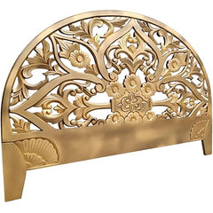 Hand Carved King Size Bed Headboard Bed Head Gold Finish